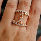 Twin Band Diamond Cluster Statement Ring 14k Solid Gold Band Wedding Ring Gift. Twin Band Diamond Cluster Statement Ring 14k Solid Gold Band Wedding Ring Gift.