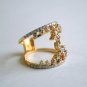 Twin Band Diamond Cluster Statement Ring 14k Solid Gold Band Wedding Ring Gift.