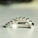 Curved Diamond Stack Ring 14k Gold Asymmetric Bridal Wedding Band Jewelry Gift.