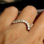 Curved Diamond Stack Ring 14k Gold Asymmetric Bridal Wedding Band Jewelry Gift.
