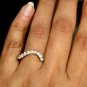 Curved Diamond Stack Ring 14k Gold Asymmetric Bridal Wedding Band Jewelry Gift.
