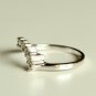 Curved Diamond Stack Ring 14k Gold Asymmetric Bridal Wedding Band Jewelry Gift.