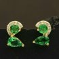 Natural Diamond Earring 14k Gold Tsavorite Garnet Minimalist Stud Drop Earring.