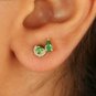 Natural Diamond Earring 14k Gold Tsavorite Garnet Minimalist Stud Drop Earring.