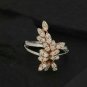 Diamond Floral Ring 14k Gold Pave Diamond Rose Gold Ring Wedding Day Ring.