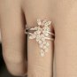 Diamond Floral Ring 14k Gold Pave Diamond Rose Gold Ring Wedding Day Ring.