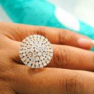 14k Solid Gold Cocktail Ring Natural Diamond Wedding Blossom Ring Pyramid Ring.
