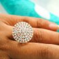 14k Solid Gold Cocktail Ring Natural Diamond Wedding Blossom Ring Pyramid Ring.