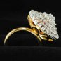 14k Solid Gold Cocktail Ring Natural Diamond Wedding Blossom Ring Pyramid Ring.
