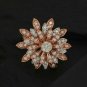Diamond Flower Ring 14k Rose Gold Pave Diamond Cocktail Ring Wedding Ring Gift.