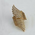 Diamond Feather Wrap Ring 14k Solid Gold Vintage Designer Anniversary Gift Ring.