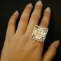 14k Solid Gold Diamond Square Cocktail Ring Wedding Statement Filigree Ring Gift