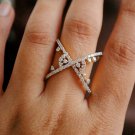 14k Solid Gold Criss cross Diamond Statement Ring Wedding Crossover Ring Band. 14k Solid Gold Criss cross Diamond Statement Ring Wedding Crossover Ring Band.