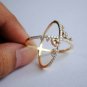 14k Solid Gold Criss cross Diamond Statement Ring Wedding Crossover Ring Band.