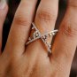 14k Solid Gold Criss cross Diamond Statement Ring Wedding Crossover Ring Band.