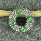 Rare Tsavorite Garnet Connector 925 Silver Diamond Round Jewelry Connector Gift.