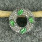 Rare Tsavorite Garnet Connector 925 Silver Diamond Round Jewelry Connector Gift.