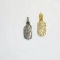 Pave Diamond Dog Tag Pendant Sterling Silver Necklace Pendant Diamond Charm.