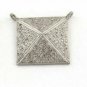 Pave Diamond Square Charm Double Bail Pendant Pyramid Necklace Sterling Silver.