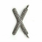 Pave Diamond X Pendant Connector Sterling Silver Diamond Charm Pendant Findings.