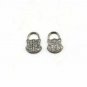 Charm Lock Charm Pendant Sterling Silver Pave Diamond Charm 10x7mm Diamond Lock.