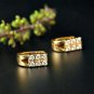 Diamond Huggie Earrings 14k Gold Small U Shape Hoop Clicker Ear Wraps Gift Charm