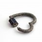 Pave Diamond Carabiner Lock 925 Silver Heart Screw Necklace Findings Blue Enamel