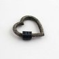 Pave Diamond Carabiner Lock 925 Silver Heart Screw Necklace Findings Blue Enamel