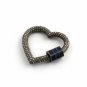 Pave Diamond Carabiner Lock 925 Silver Heart Screw Necklace Findings Blue Enamel