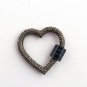 Pave Diamond Carabiner Lock 925 Silver Heart Screw Necklace Findings Blue Enamel