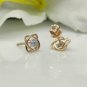 Cross Over 14k Solid Gold Diamond Earring Cushion Shape Designer Diamond Gift.