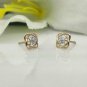 Cross Over 14k Solid Gold Diamond Earring Cushion Shape Designer Diamond Gift.