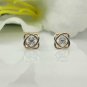 Cross Over 14k Solid Gold Diamond Earring Cushion Shape Designer Diamond Gift.