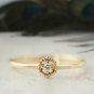 14k Solid Gold Solitaire Diamond Engagement Band Minimalist Diamond Ring Band.