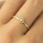 14k Solid Gold Solitaire Diamond Engagement Band Minimalist Diamond Ring Band.
