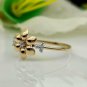 14k Solid Gold Floral Diamond Ring Minimalist Diamond Anniversary Ring Gift.