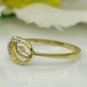 14k Solid Gold Diamond Leaf Ring Dainty Natural Diamond Anniversary Ring Band.