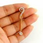 14k Solid Gold Dangling Diamond And Chain Earring Round Drop Stud Wedding Gift.