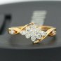Yellow Gold Diamond Ring Flower Shape Ring 14k Gold Engagement Ring Moms Gift.
