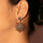 Sunburst Earring Pave Diamond 14k Gold&925 Silver Diamond Handmade Earring.