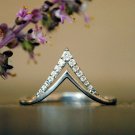 Chevron V Natural Diamond Ring 14k Gold Double Chevron Bridal Wedding Ring Gift.