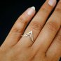 Chevron V Natural Diamond Ring 14k Gold Double Chevron Bridal Wedding Ring Gift.