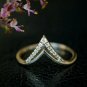 Chevron V Natural Diamond Ring 14k Gold Double Chevron Bridal Wedding Ring Gift.