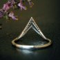 Chevron V Natural Diamond Ring 14k Gold Double Chevron Bridal Wedding Ring Gift.