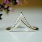 Chevron V Natural Diamond Ring 14k Gold Double Chevron Bridal Wedding Ring Gift.