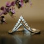 Chevron V Natural Diamond Ring 14k Gold Double Chevron Bridal Wedding Ring Gift.