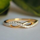 Infinity Curved Diamond Ring 14k Solid Natural Diamond Wedding Minimalist Ring. Infinity Curved Diamond Ring 14k Solid Natural Diamond Wedding Minimalist Ring.