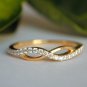 Infinity Curved Diamond Ring 14k Solid Natural Diamond Wedding Minimalist Ring.
