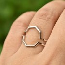 14k Gold Ring Enhancer Contour Ring Guard Octagon Shape Anniversary Ring Wrap.