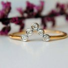 Chevron Ring 14k Gold Diamond V Band Bezel Diamond Dainty Stack Wedding Ring.